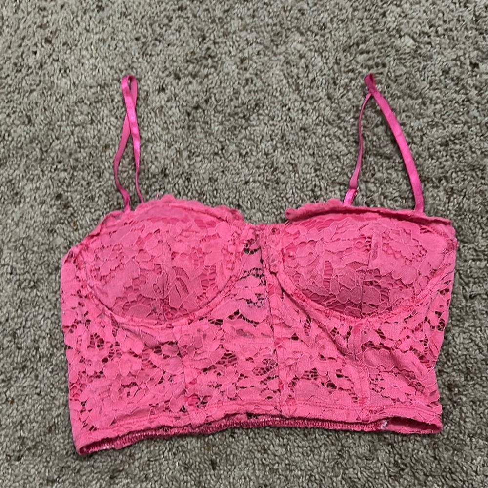 Pink Lace Crop Top